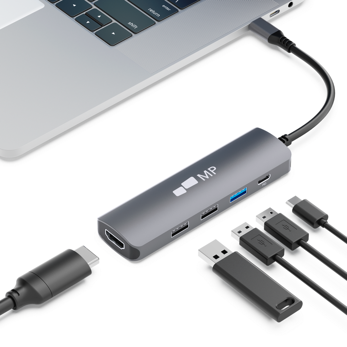 Mobile Pixels 5-in-1 USB hub - grijs